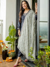 Libas Grey Embroidered Silk Blend Straight Kurta With Dupatta