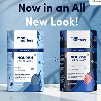 Man Matters Biotin Nourish Hair Gummies With Multivitamins (Sugar Free) - Strawberry Flavor - Distacart