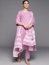 Libas Lavender Printed Cotton A-Line Kurta With Dupatta