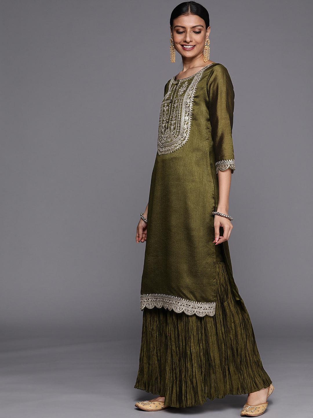 Libas olive green on sale kurta