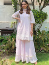 Libas Pink Embroidered Georgette Straight Kurta With Palazzos & Dupatta