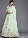 Libas Sea Green Embroidered Silk Anarkali Kurta With Churidar & Dupatta