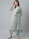 Libas White Printed Cotton Straight Kurta With Salwar & Dupatta